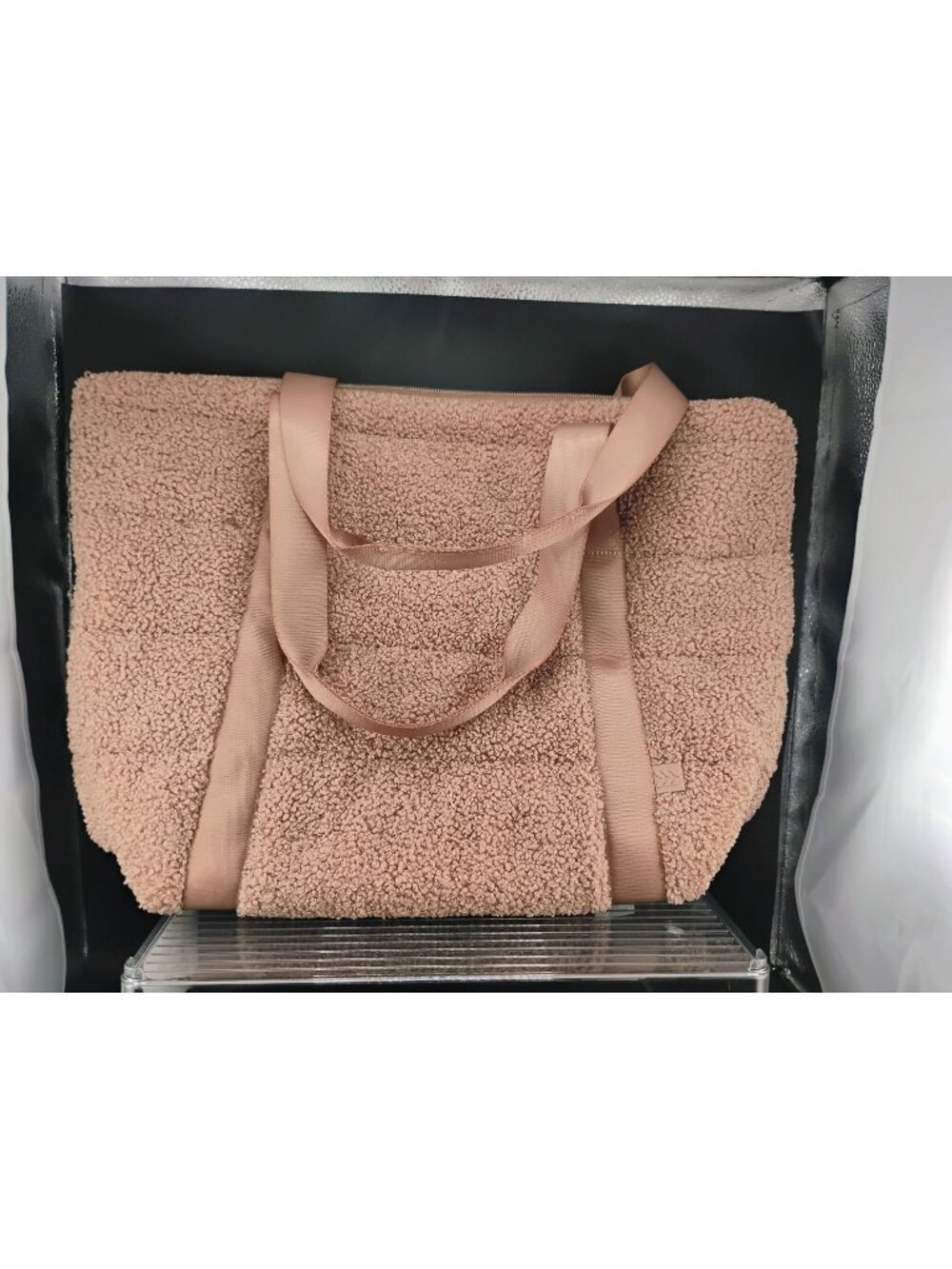 All in Motion Sherpa-Lined Quilted Tote Bag With Top Zipper In Pink